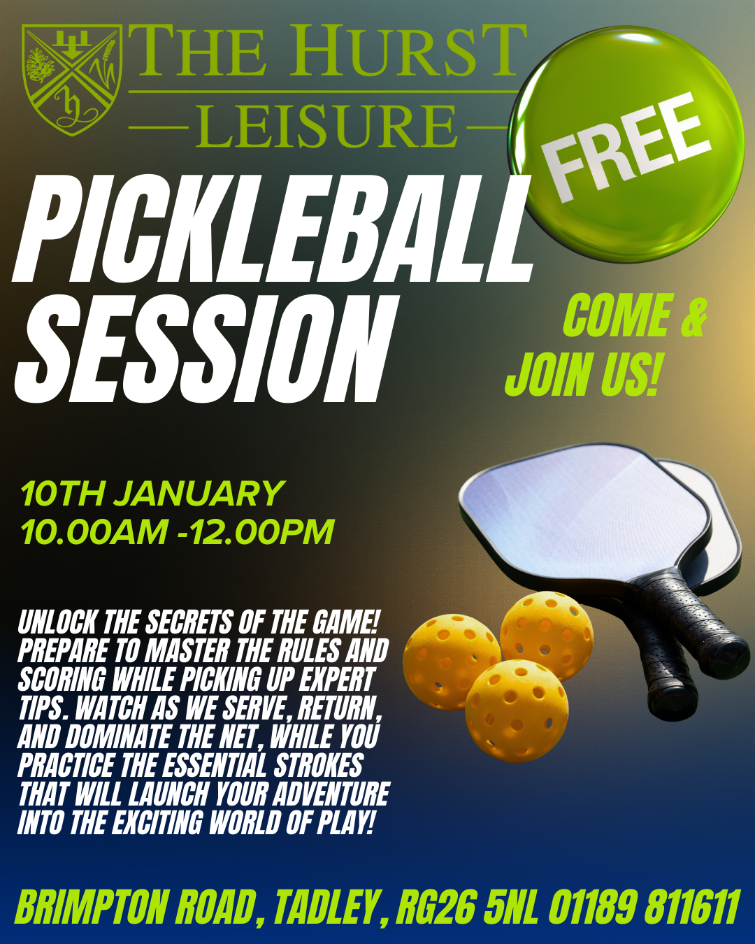 Blue and Lime Green Bold Modern Pickleball Invitation Instagram Post (2)